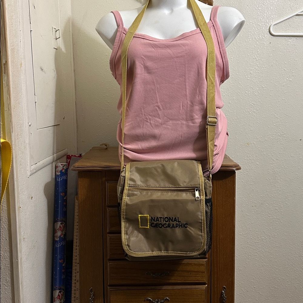 National Geographic Beige and Black Messenger Bag